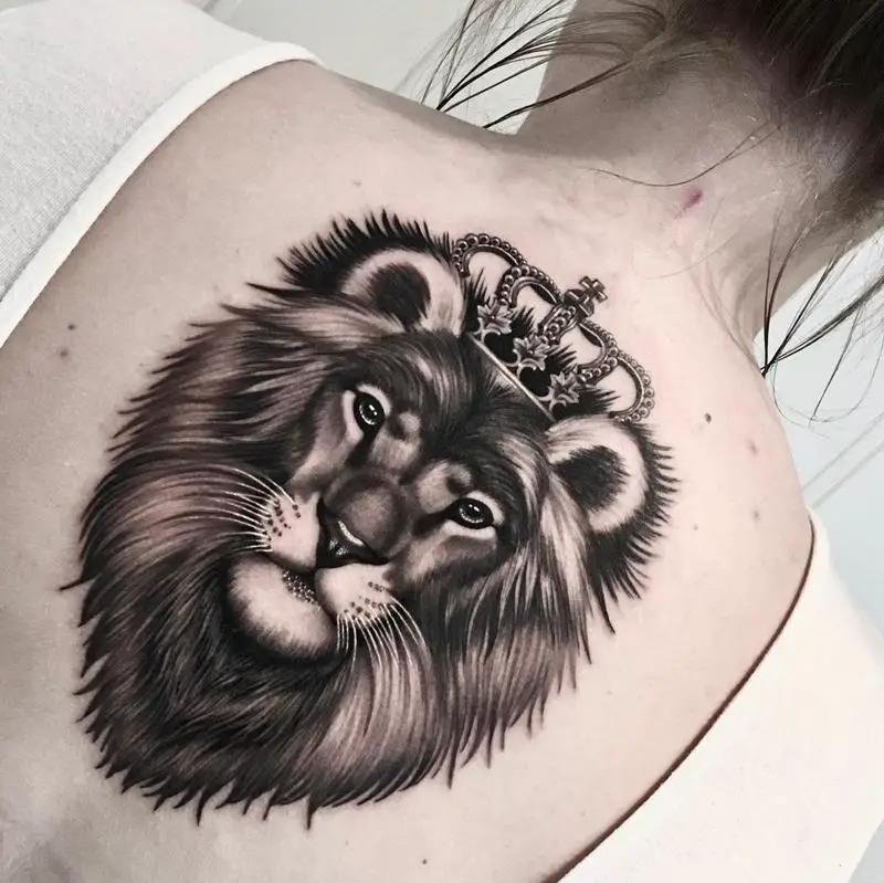 Lion Head With Crown Tattoo 3