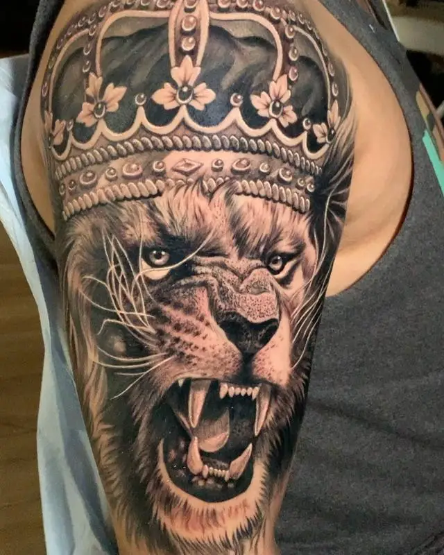 Lion With Crown Tattoo Meanings