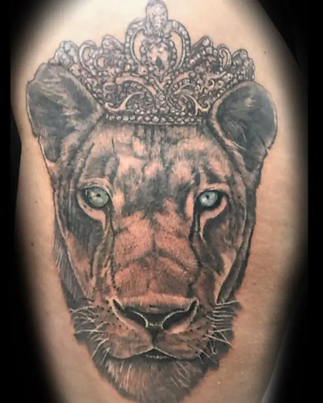 Lioness With Crown Tattoo 1