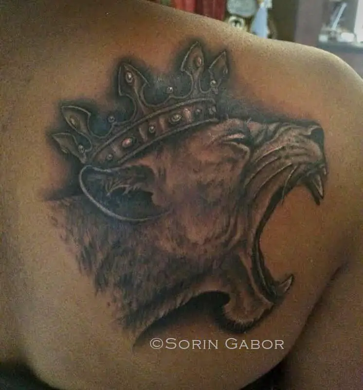 Lioness With Crown Tattoo 3