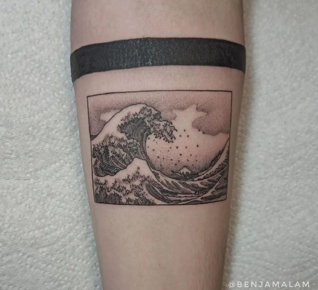 Ocean Wave Tattoo Black Ink 