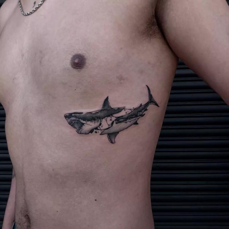 Rib Shark Tattoo Design