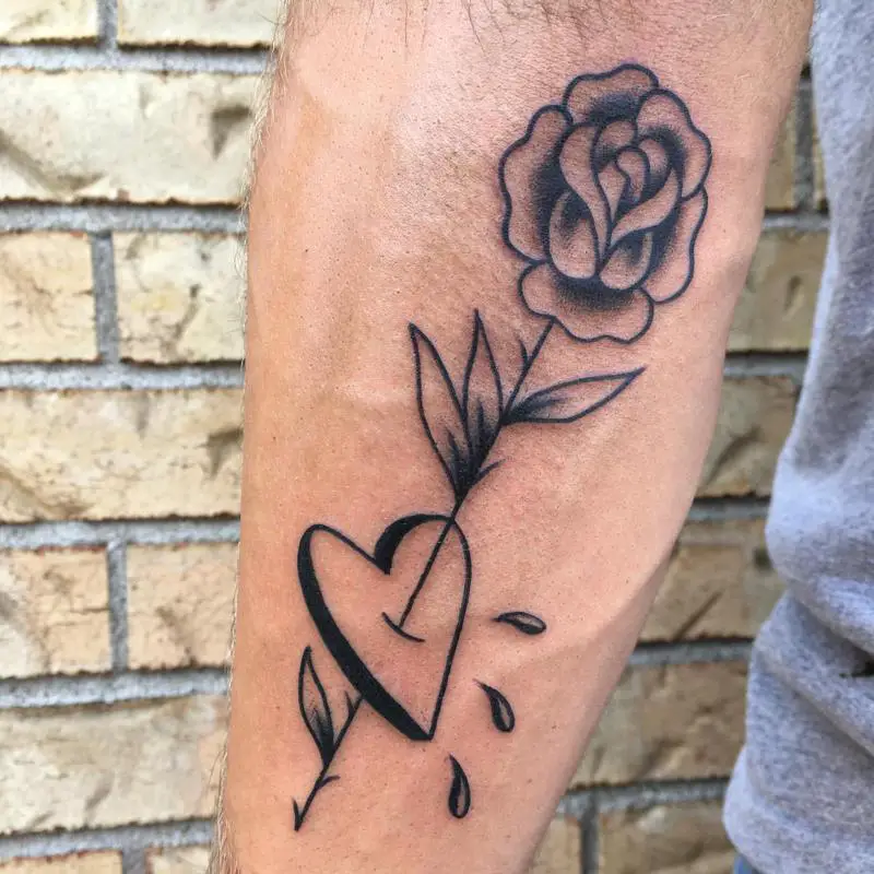 Rose and Heart Tattoo