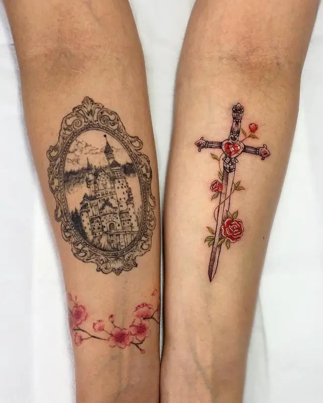 Rose and Sword Tattoo