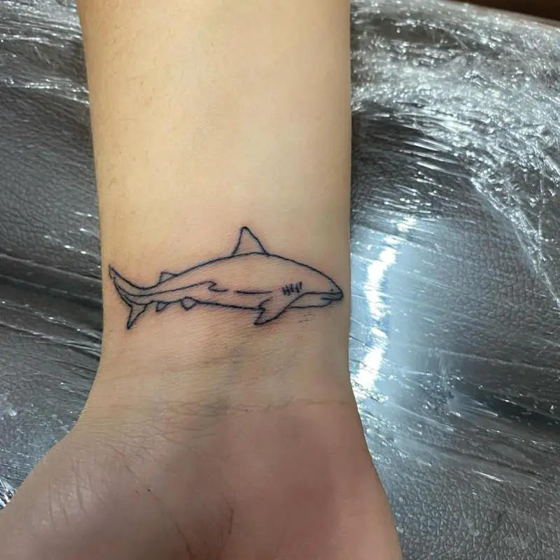 Shark Outline Wrist Tattoo Design