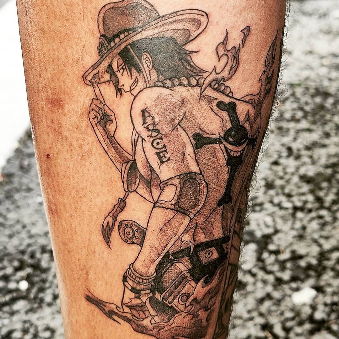 Simple Black Ink Ace Tattoo One Piece