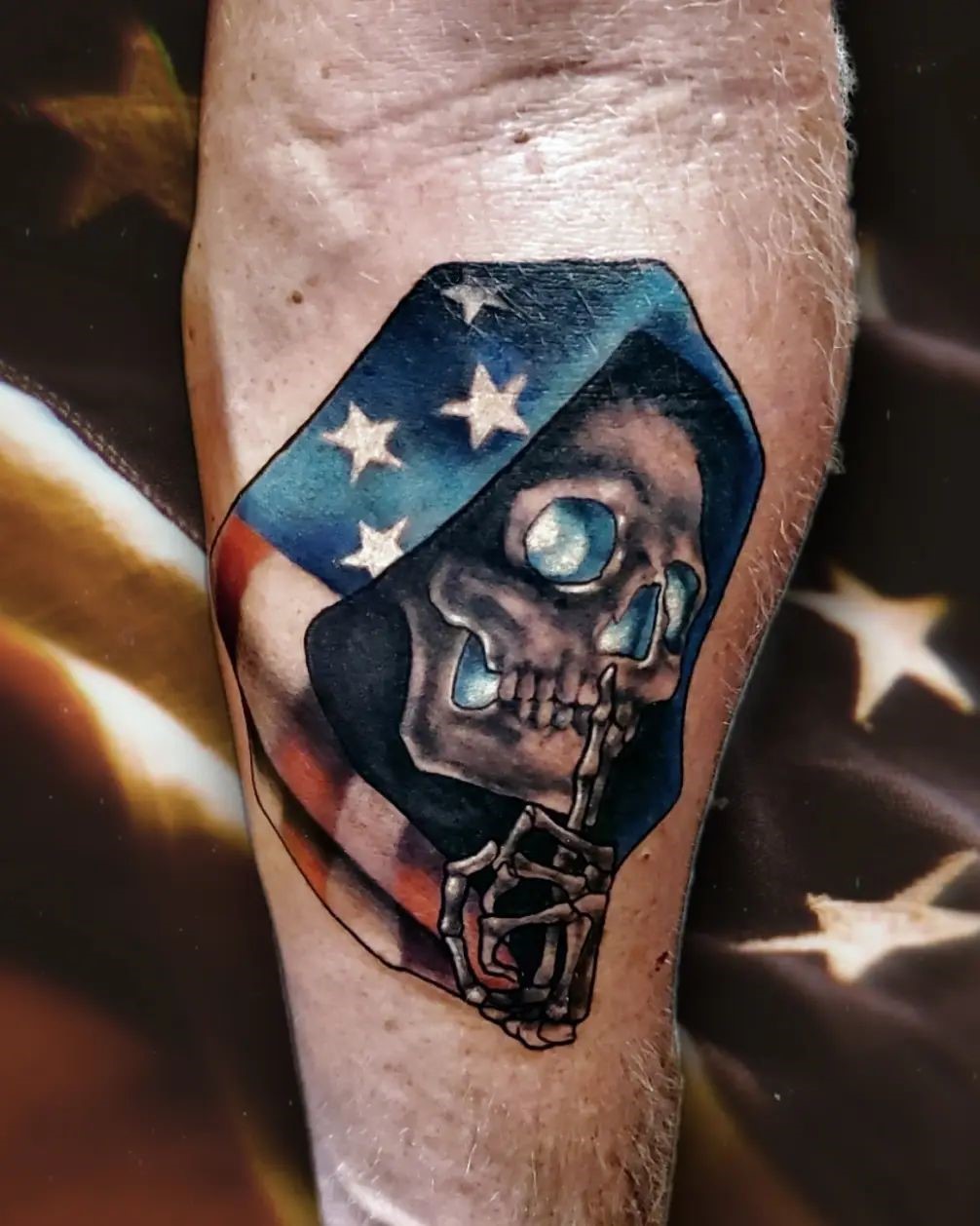 Skull American Flag Tattoo 
