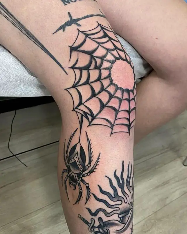 Spiderweb Knee Tattoos 1