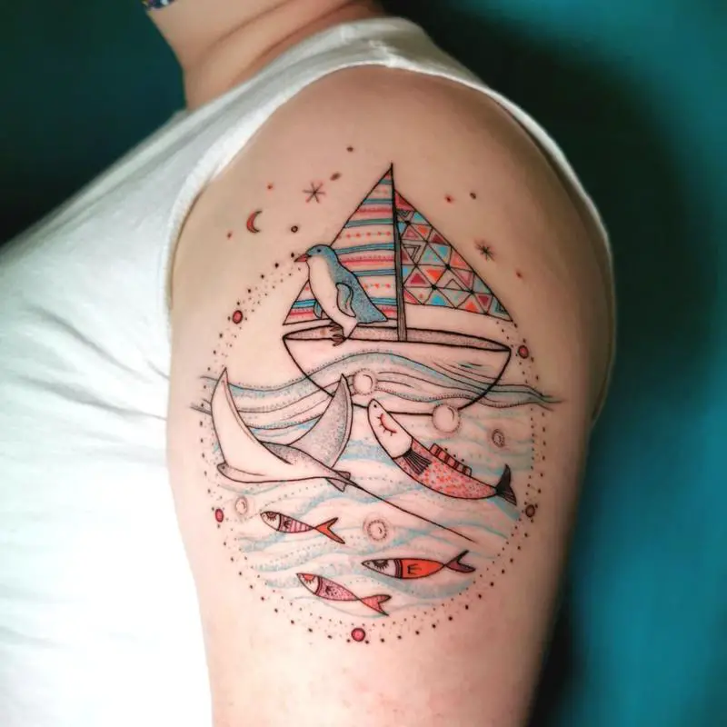 Boat/ship And Ocean Tattoo 1