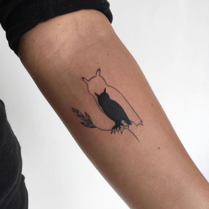 Minimalist Owl Tattoo 2
