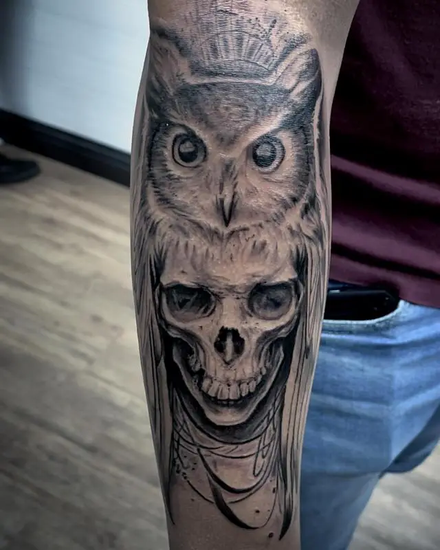 Owl Skull Tattoo 3