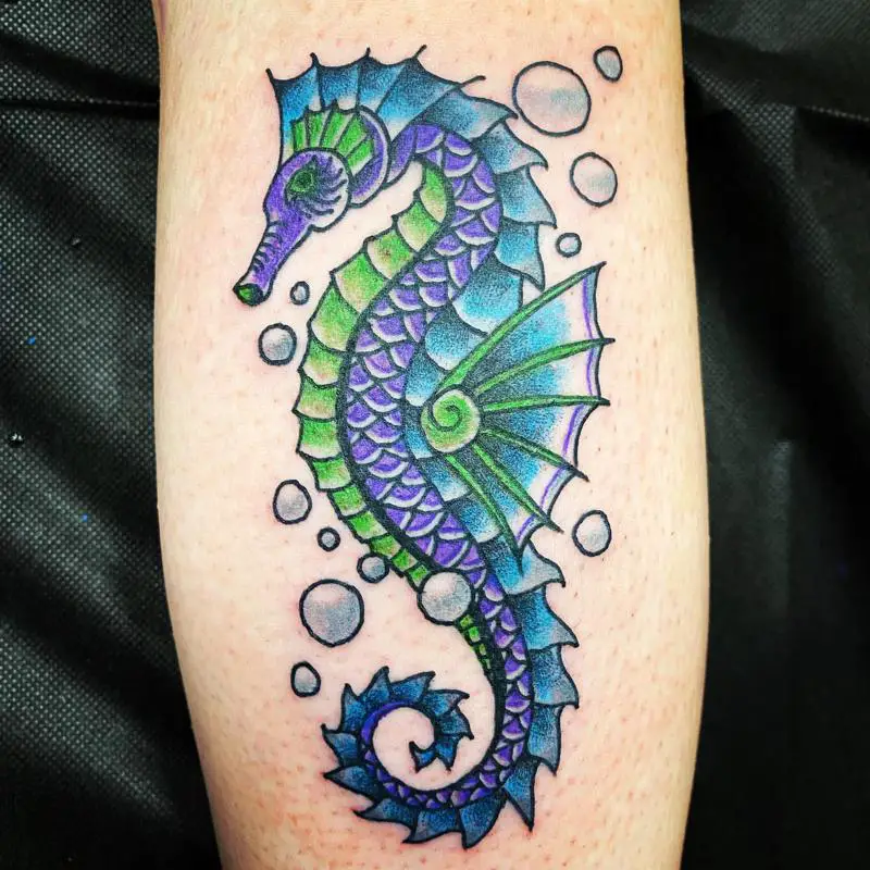 Seahorse And Ocean Tattoo 4
