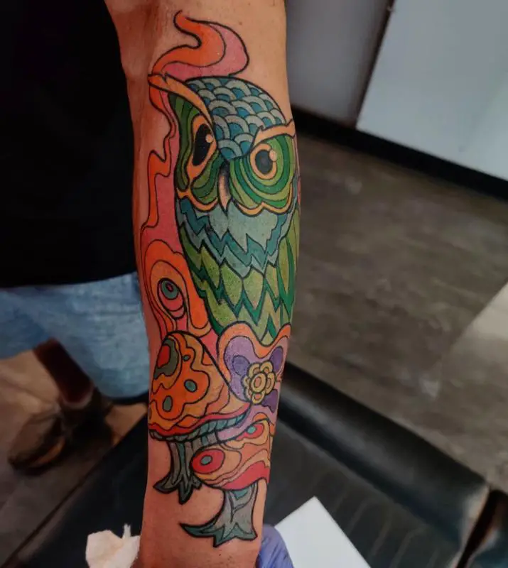 Trippy Owl Tattoo 1