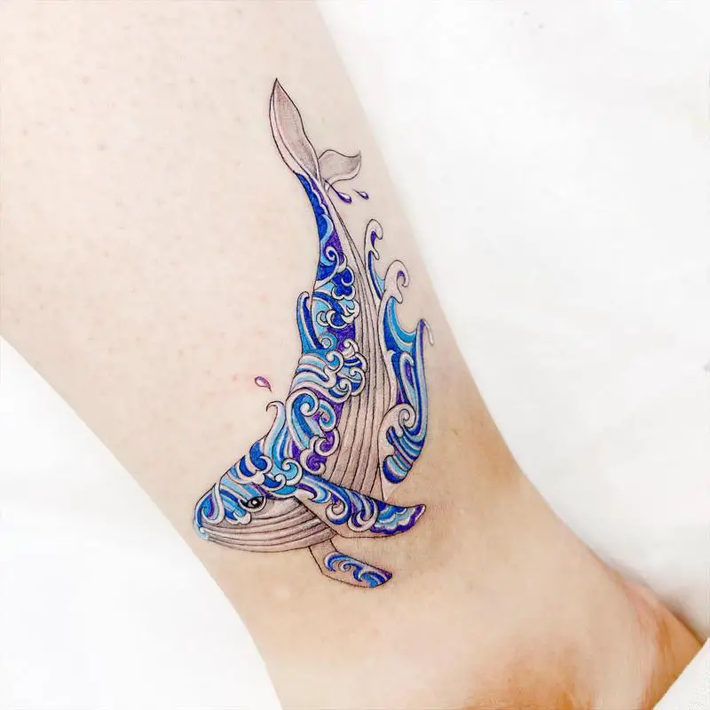 Whale And Ocean Tattoo 1
