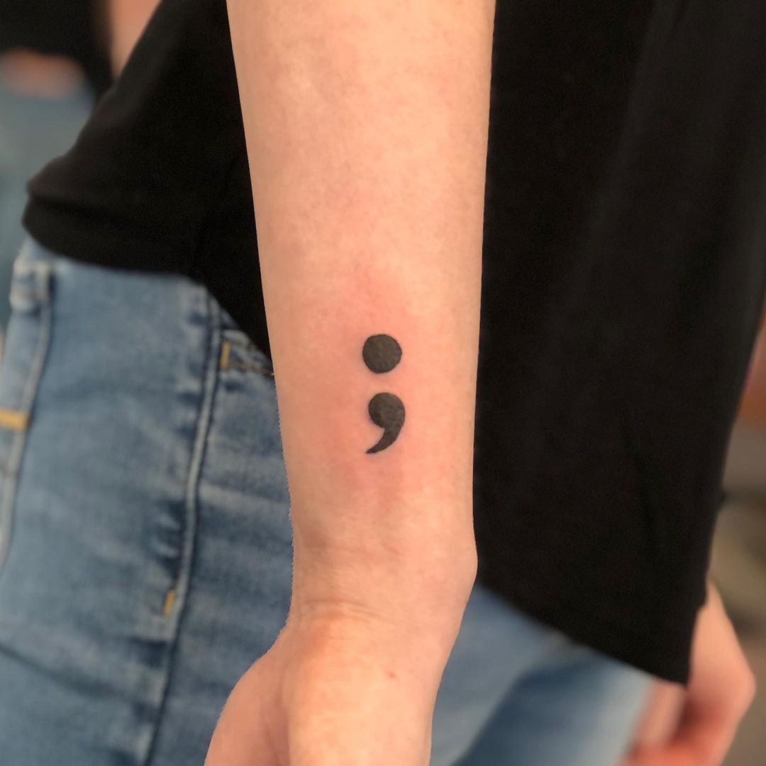 Semicolon Tattoo on hand