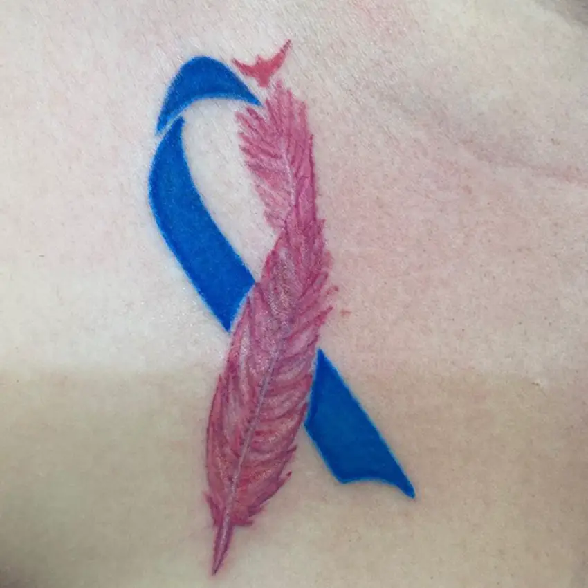 https://images.baThe Pink and Blue Ribbon Tattoouerhosting.com/motherandbaby/legacy/root//miscarriage-tattoos-ribbon-and-feather.jpg?q=80&w=850
