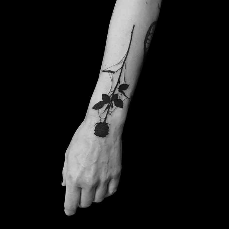 Bold Black Rose Tattoo
