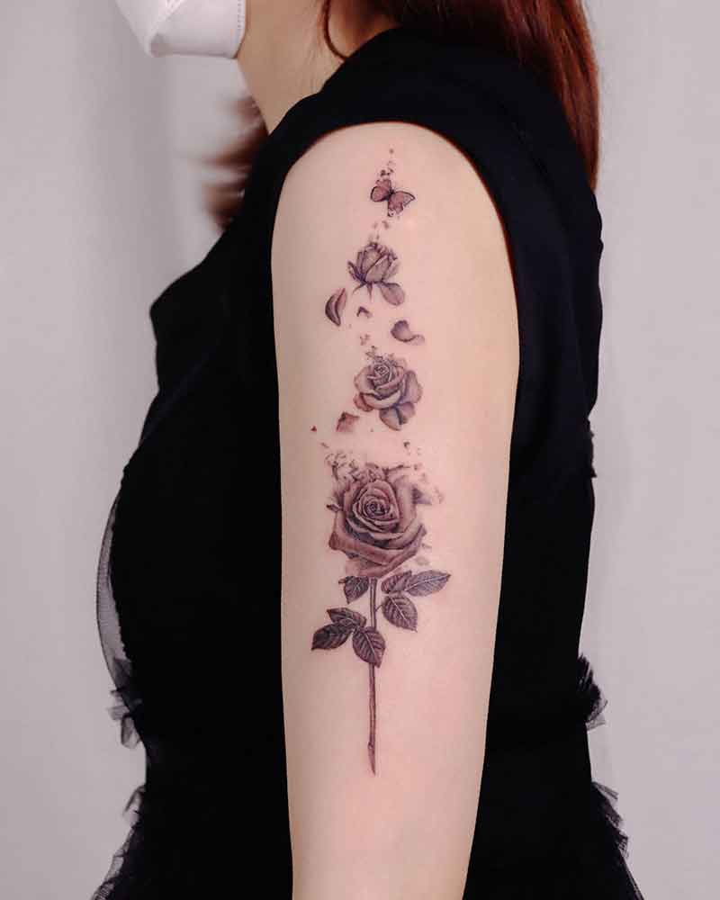 Unique Black Rose Tattoo